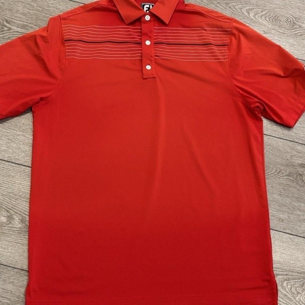 Footjoy Polo Shirt‎ Desert Mountain Golf Mens Large Athletic Fit Red Preppy